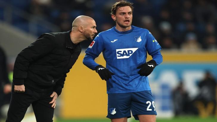  Hoffenheim's Christian Ilzer and Jacob Bruun Larsen